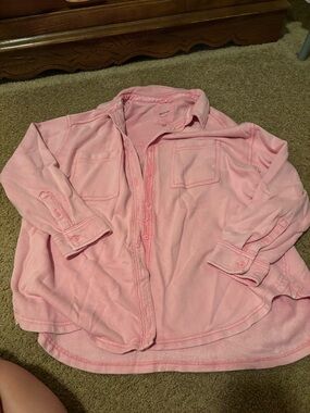Aerie pink button up cotton top